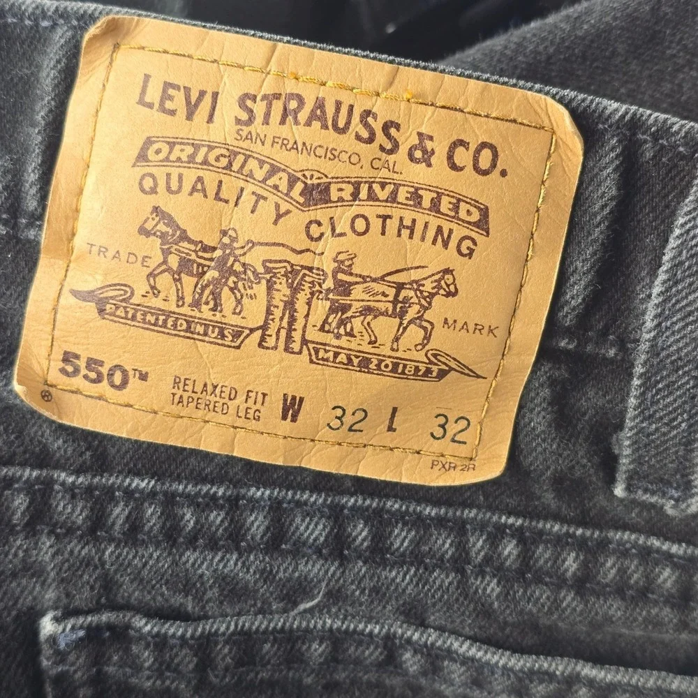 Vintage Levis 550 Relaxed‎ Fit Tapered Leg Orange Tab Black Jeans 32x32 11/1996
